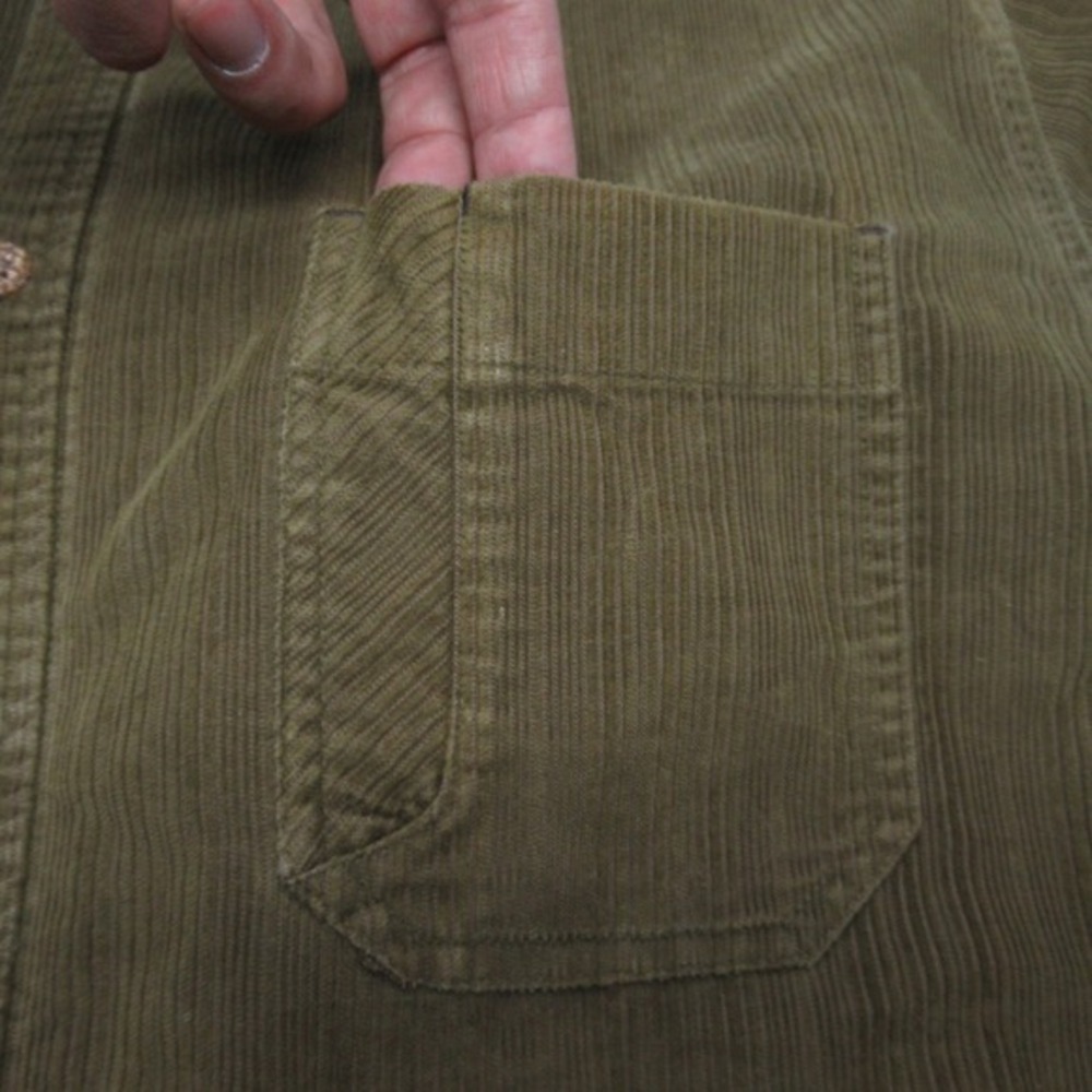REI Corduroy Shirt Mens Large Green Pocket Button Up Long Sleeve‎ Midweight - Picture 8 of 15
